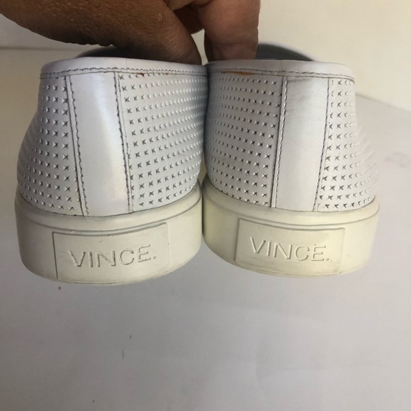 Vince Woman’s Blair Italian Leather White Perforated Slip-On Sneakers Size 7/37 - Picture 11 of 13